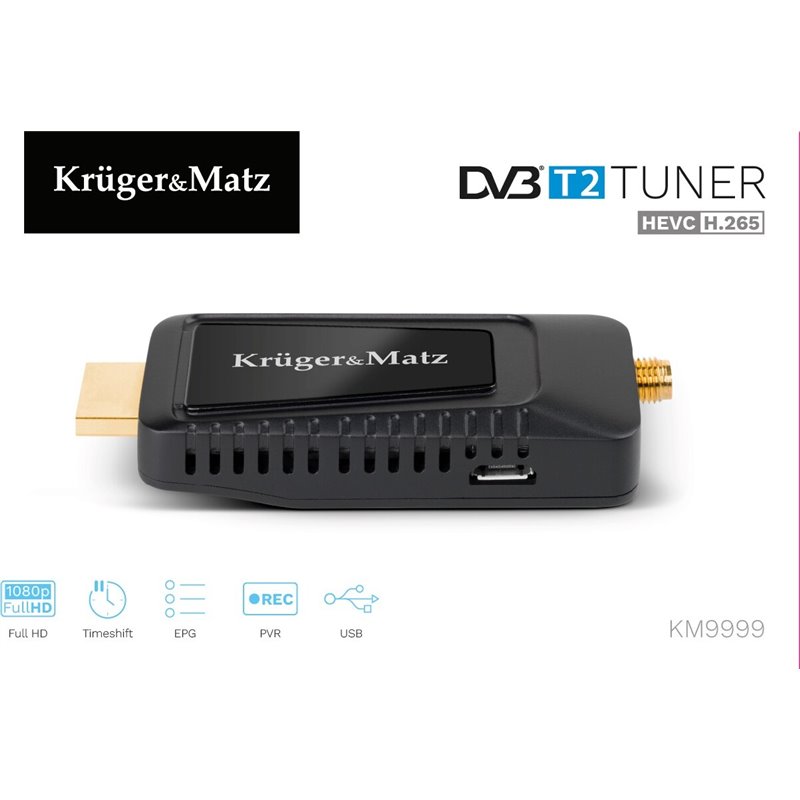 Kruger & Matz Mini Dekoder Dvb-T2 H.265 Hevc Km9999