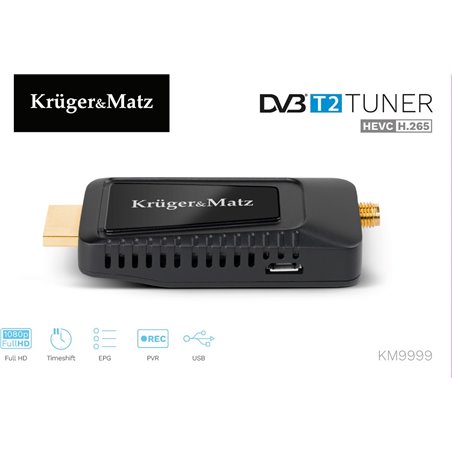 Kruger & Matz Mini Dekoder Dvb-T2 H.265 Hevc Km9999