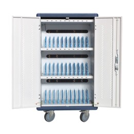 Techly I-CABINET-30DUTY Portable Device Cart and Cabinet Management and Charging Cart for Portable Devices White,