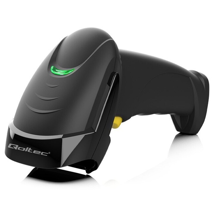 Qoltec 50853 1D Laser Barcode Scanner | 2D | Black