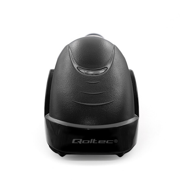 Qoltec 50853 1D Laser Barcode Scanner | 2D | Black