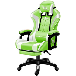 Cadeira Gaming PowerGaming com apoio para os pés branco verde