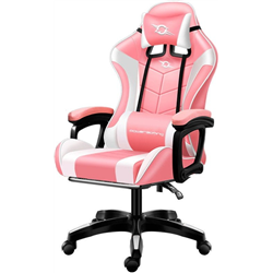 Chaise Gaming PowerGaming avec Haut-parleur Bluetooth et Massage Rose
