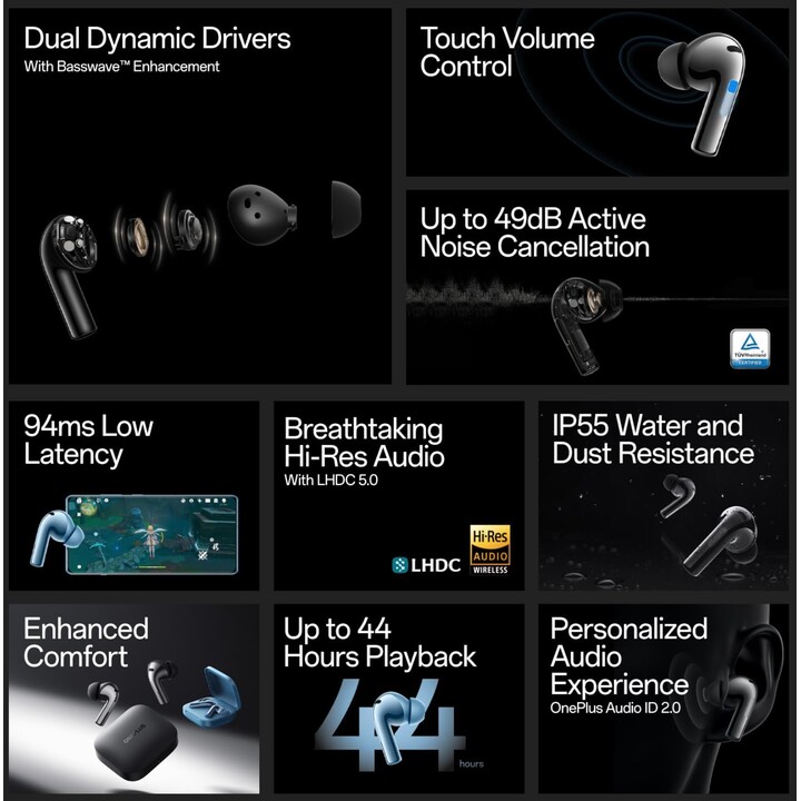 Oneplus Buds 3 Metallic Grey - Bluetooth Headphones