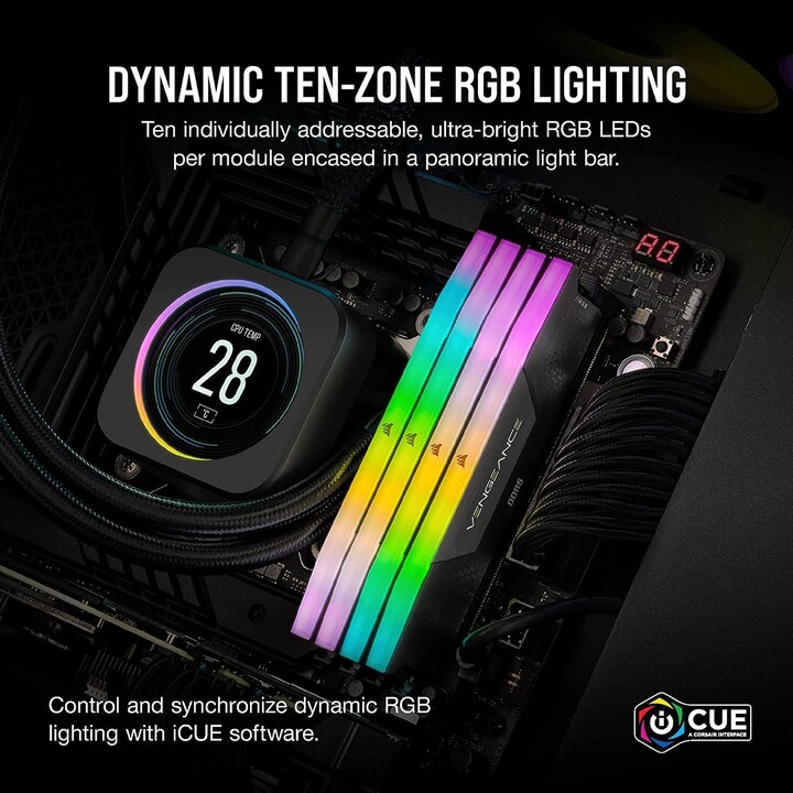 Corsair Vengeance RGB 32GB 2x16GB 6400MHz CL36 Preto