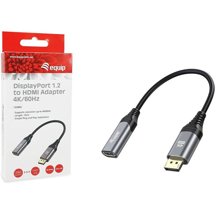 EQUIP DisplayPort 1.2 zu HDMI-Adapter 4K/60Hz 0,15 m