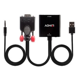 Lindy 38284 adaptador de cabo de vídeo VGA (D-Sub) + 3.5mm HDMI + USB Preto