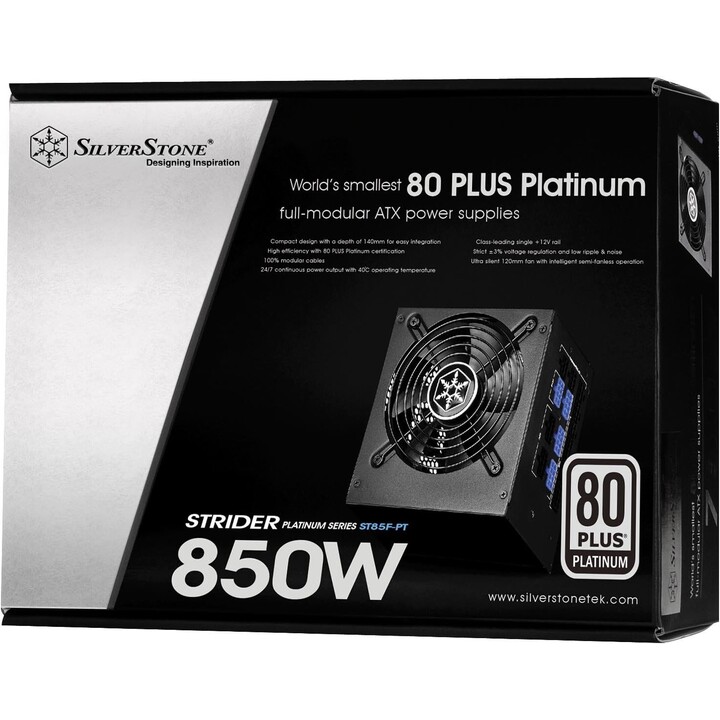 SilverStone SST-ST85F-PT Strider 80 PLUS Platinum, modular - 850 Watts