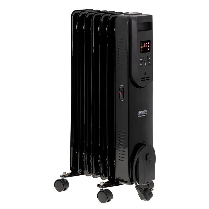 Aquecedor elétrico de óleo com controle remoto CAMRY CR 7812, 7 aletas, 1500 W preto