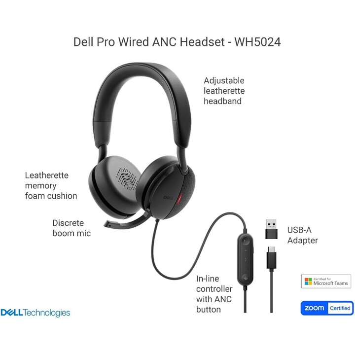 Dell pro wired anc headset wh5024