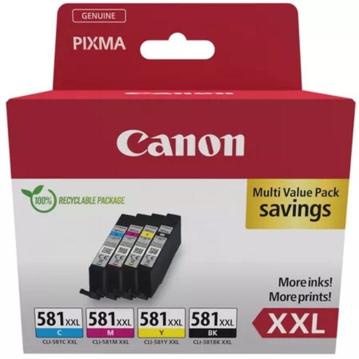 Cartucho de tinta Canon CLI-581XXL multipack original de alta capacidade/ciano/magenta/amarelo/preto