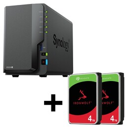 Synology DiskStation DS224+ Boîtier vide pour serveur NAS 2 emplacements + Disque dur Seagate Ironwolf SATA 3,5"" 8 To