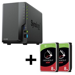 Synology DiskStation DS224+ 2 Einschübe NAS-Server Leergehäuse + 16TB (2x8TB) Seagate Ironwolf SATA 3.5"" HDD Festplatten