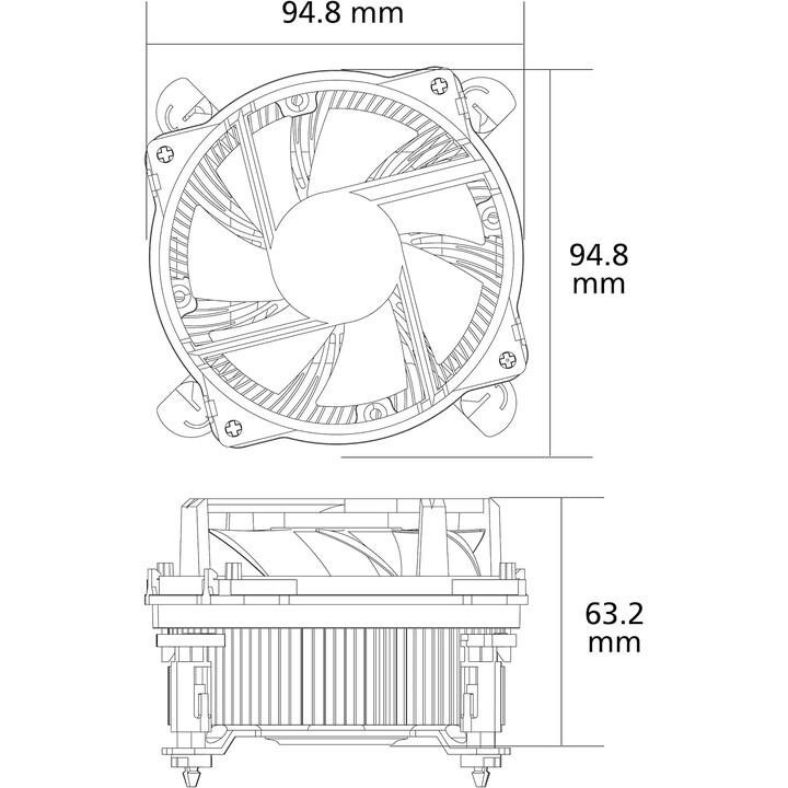 Akasa AK-CC6606BP01 LGA 1700 soquete 63,2 milímetros de altura baixo perfil CPU Cooler