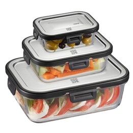 Lot of 3 rectangular glass containers Gefu Milo G -12799