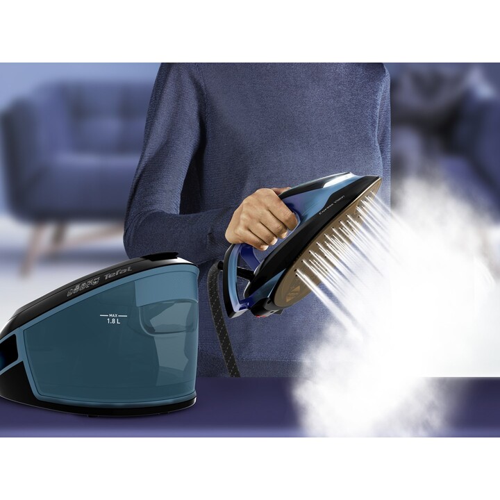 Tefal Express Vision SV8151 2800 W 1,8 L Piastra Durilium AirGlide Autoclean Blu, Nero