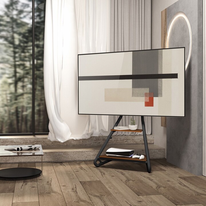 Maclean MC-455 Support TV d’angle autoportant, style Bauhaus, noir