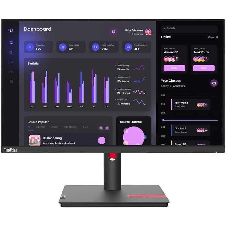 Monitor ThinkVision T32h-30 31,5" Preto