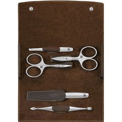 Zwilling Twinox Travel Set - Étui en cuir marron 5 pièces - Marron