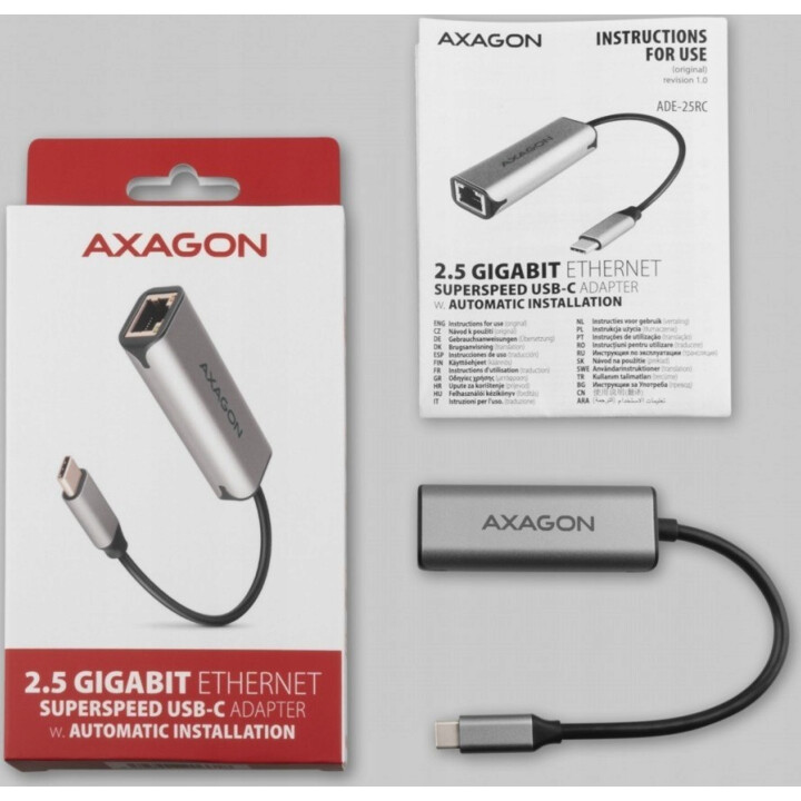 Axagon Ade-25Rc USB 3.2 Cabo Adaptador de Rede Usb Tipo C Rj45