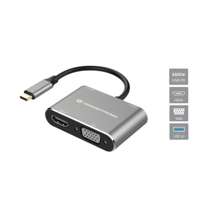 CONCEPTRONIC DOCKING USB-C 3.2 GEN 1, 4 IN 1