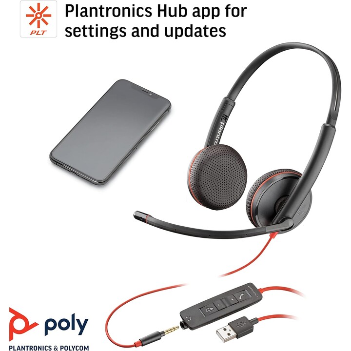 Poly bw 3225 estéreo usb-a hs (em massa)