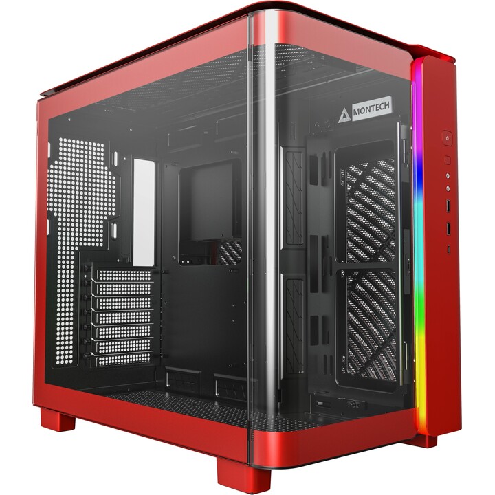 Torre Midi Montech KING 95 PRO, Vidro Temperado, ARGB - vermelho