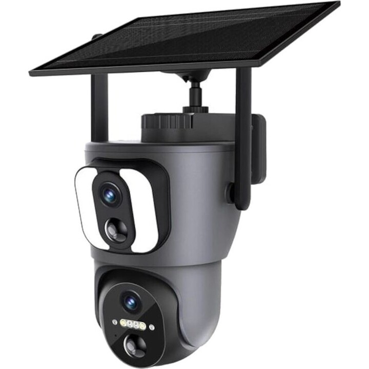 Cámara Escam QF390 1080p Lente Dual WiFi Panel Solar Negro - Cámara de seguridad