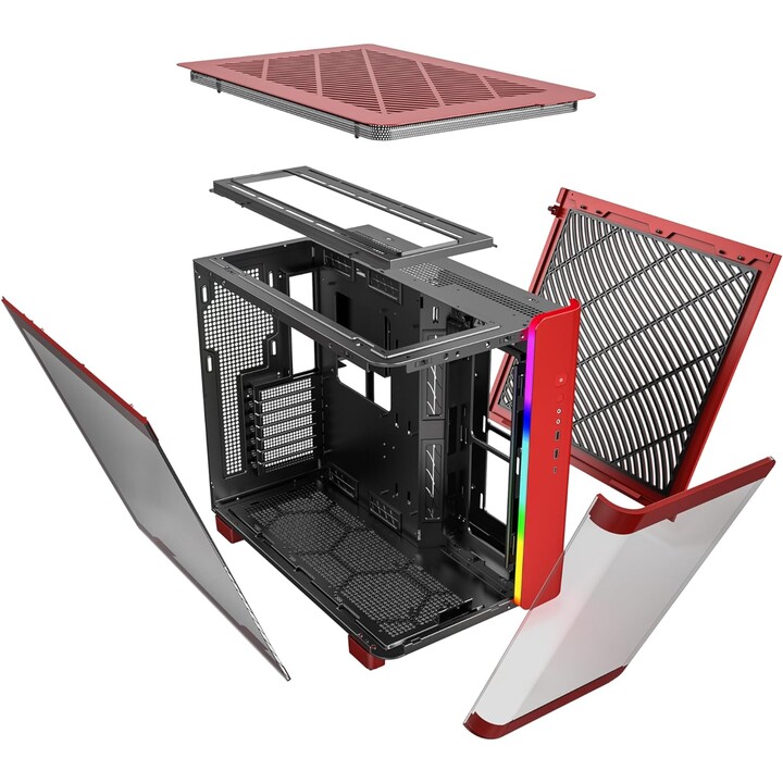 Montech KING 95 Midi-Tower, Verre trempé , ARGB - red