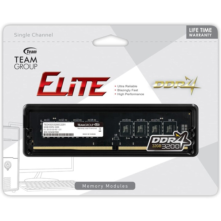 DR4 32GB PC 3200 Team Elite TED432G3200C2201