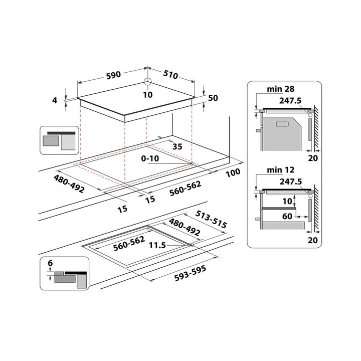 Whirlpool WL B4560 NE/W White Integrated 59 cm With induction hob 4 zone(s)