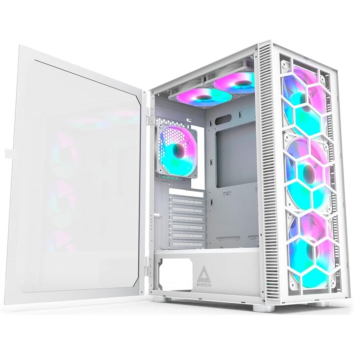 Montech X3 Glass Midi-Tower, RGB, Tempered Glass - white