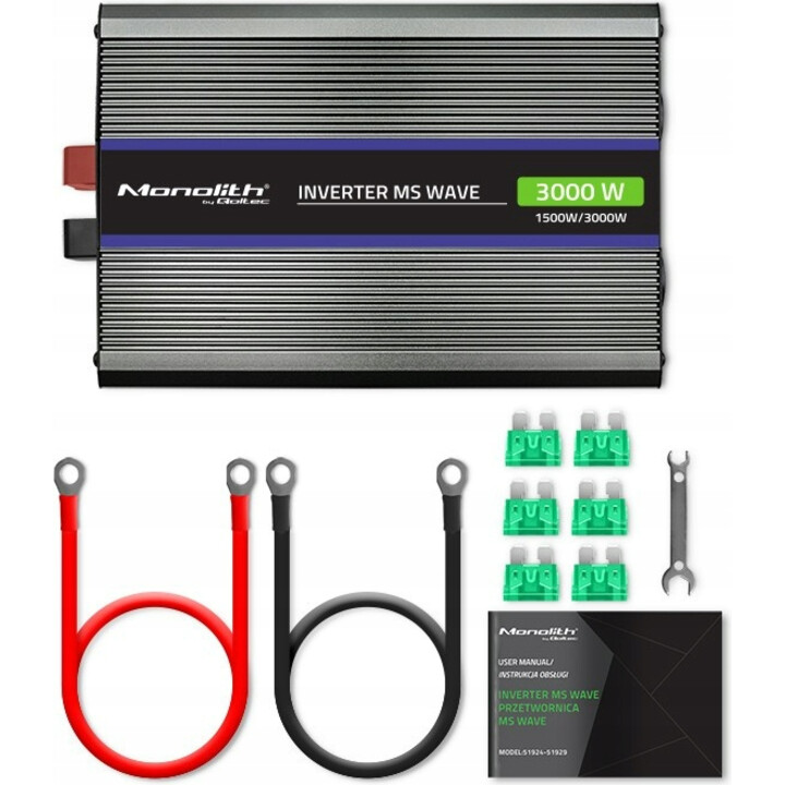 Qoltec Monolith 3000 MS 12V bis 230V 1500/3000W USB-Wellen-Spannungswandler