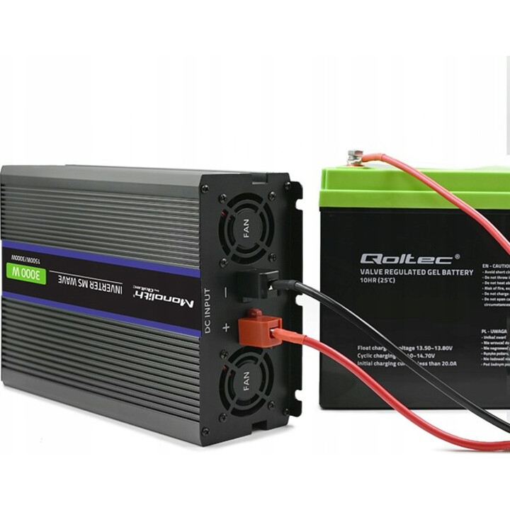 Qoltec Monolith 3000 MS 12V bis 230V 1500/3000W USB-Wellen-Spannungswandler