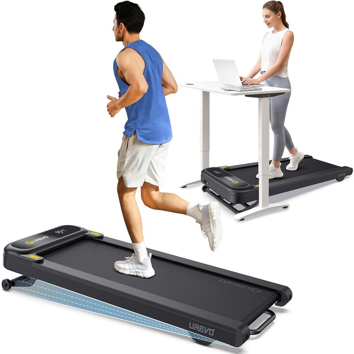 Urevo SpaceWalk 3S Treadmill, 9 Incline Levels, 1 km/h, Graphite Black