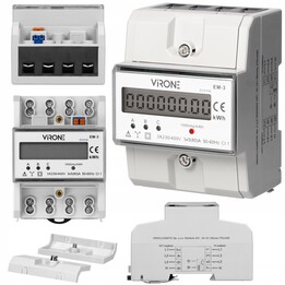 Virone EM-3 dreiphasiger Stromverbrauchsindikator, 80A, 3 Module, DIN TH-35mm