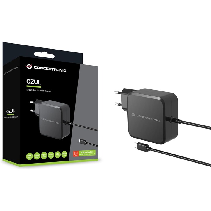 Conceptronic 100 W Gan USB-C universelles tragbares Netzteil