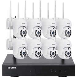 Escam WNK718 IP-Videoüberwachungsset, WLAN, 3MP, 8 Kameras, Weiß