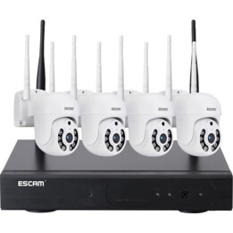 Escam WNK714 Kit de videovigilância IP 3MP Wifi 4 Câmaras Branco