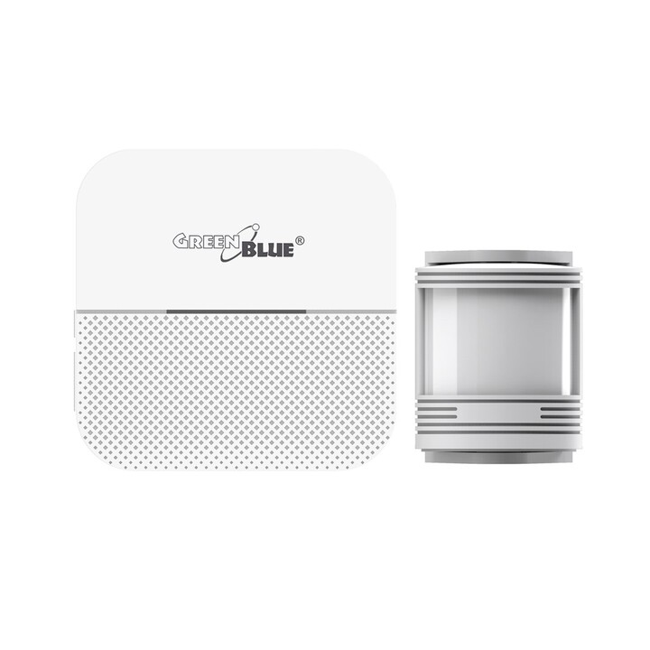 GreenBlue wireless entry signal, motion sensor, 52 melodies, white, 230V AC, max 8 sensors, GB212