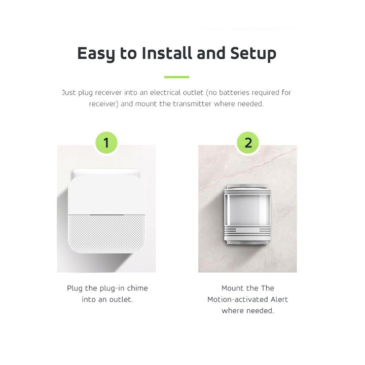 GreenBlue wireless entry signal, motion sensor, 52 melodies, white, 230V AC, max 8 sensors, GB212