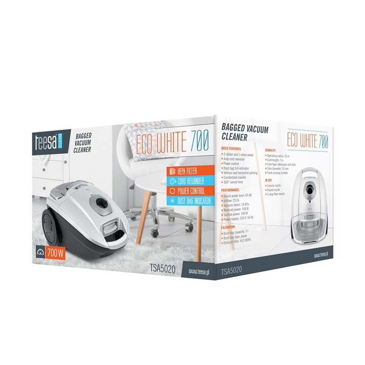 Teesa Eco White 700 Aspirateur avec sac