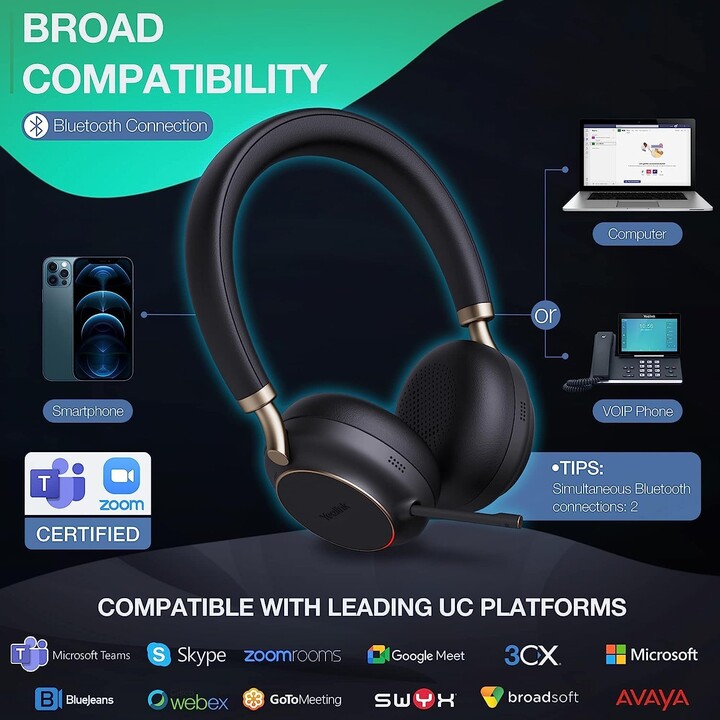 Yealink BH76 Microsoft Teams Schwarz USB-A Bluetooth-Headset
