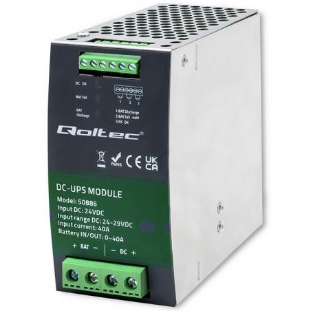 Qoltec 50886 Módulo UPS DC para carril DIN | 40A | 24V