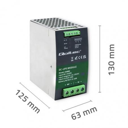 Qoltec 50886 Módulo UPS DC para carril DIN | 40A | 24V