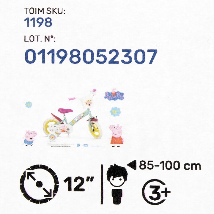 Toimsa Peppa Pig 1198, bicicleta para crianças, 12 polegadas, verde