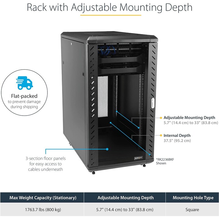 StarTech.com 32U 19" 4 Column Server Rack Cabinet