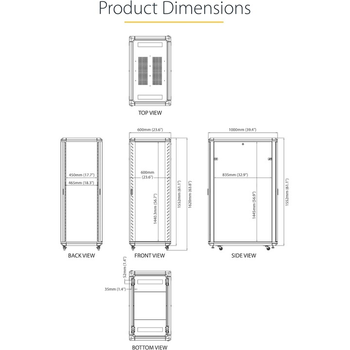 StarTech.com 32U 19" 4 Column Server Rack Cabinet