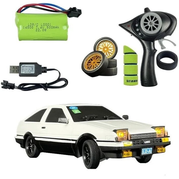 LD1801 AE86 1/18 2.4G (Gyro-Version) Drift Weiß - RC Auto