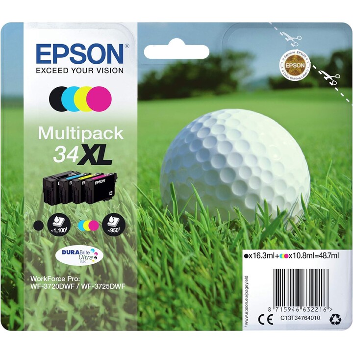 Epson Durabrite Ultra Ink 34XL - 4 Colors Black/Blue/ Yellow /Magenta